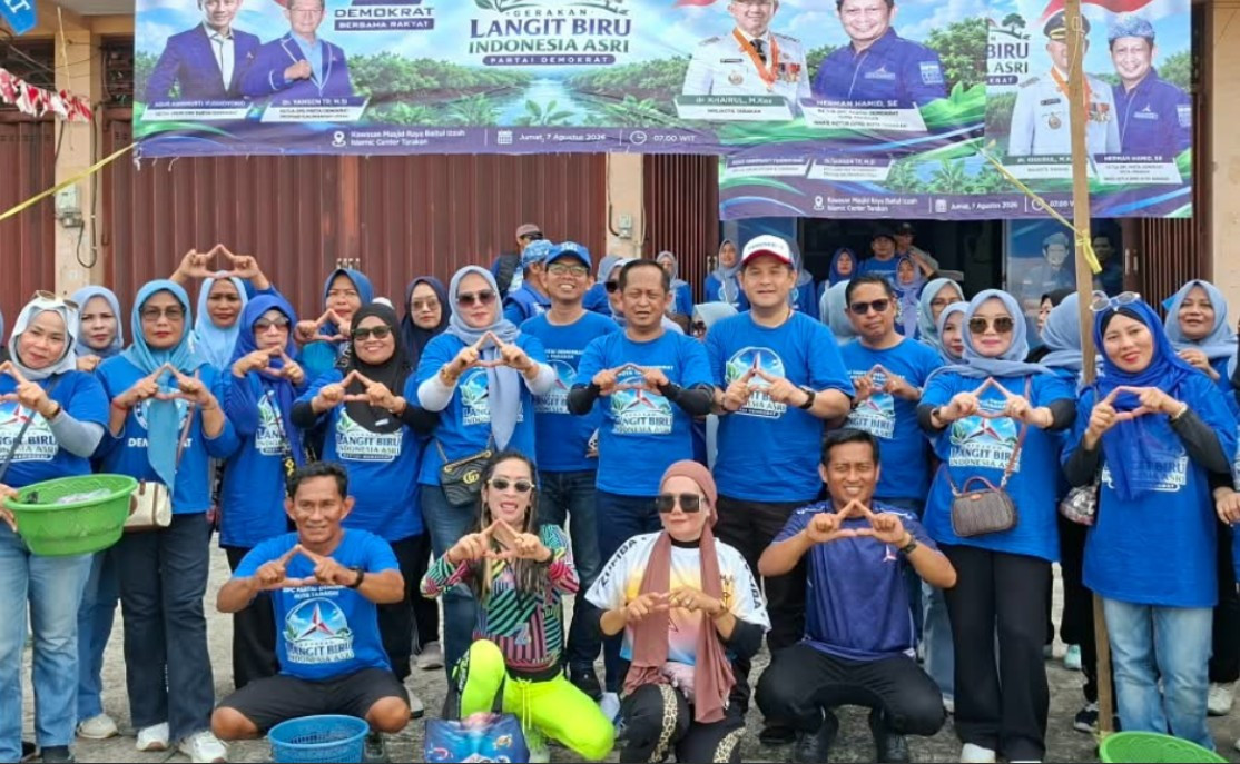 HUT ke-25 Demokrat, 130 Peserta Turun Bersihkan Jalan Diponegoro hingga Yos Sudarso Tarakan