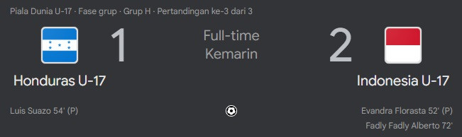 Indonesia U-17 Kalahkan Honduras 2-1, Akhiri Fase Grup dengan Kemenangan Perdana